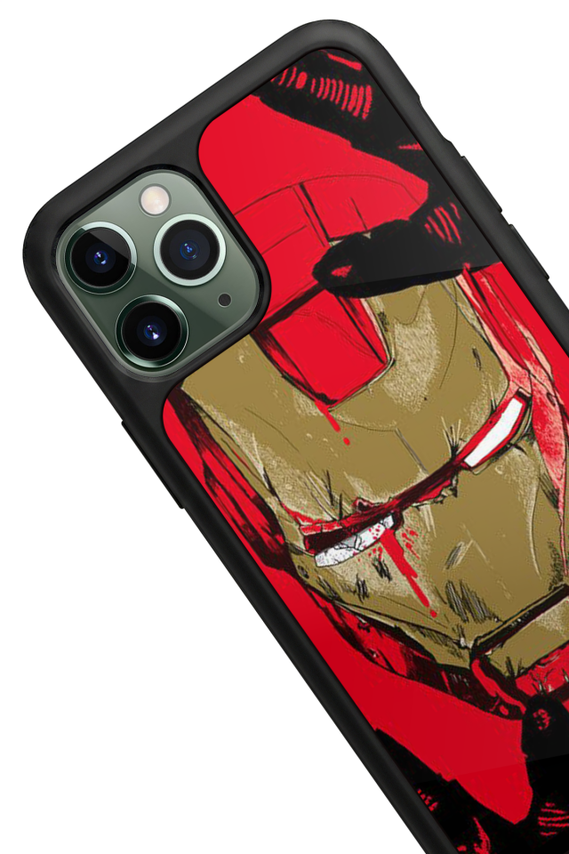 iPhone 11 Pro Max Uyumlu  Iron Man ( Demir Adam ) Tasarımlı Glossy Premium Kılıf