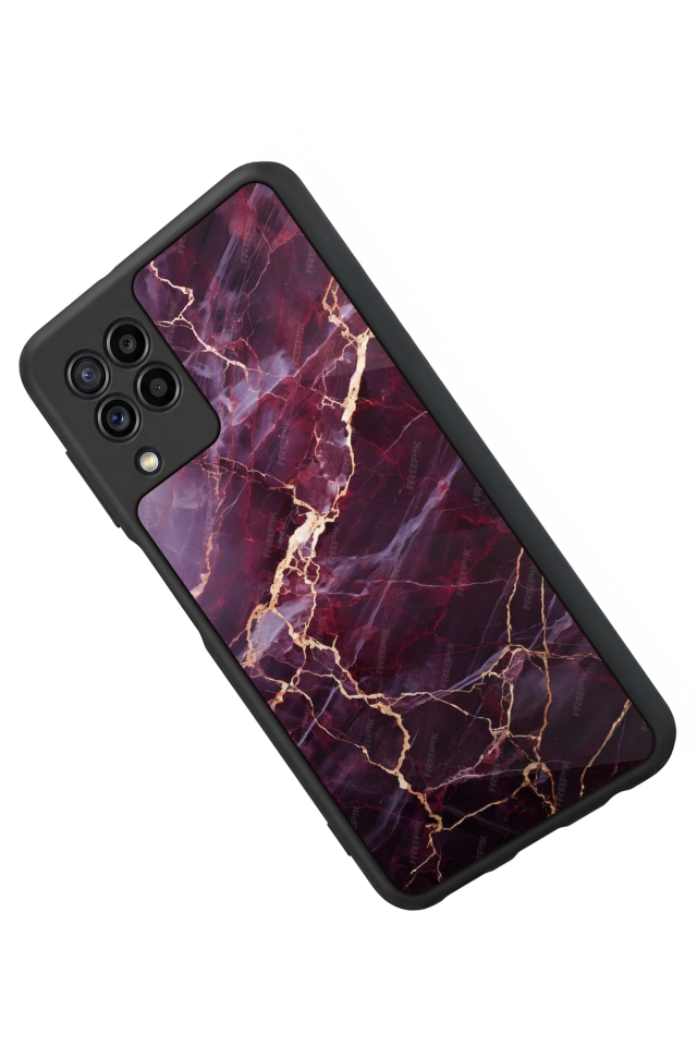 Samsung Galaxy M22 Uyumlu Mermer Marble Tasarımlı Glossy Premium Kılıf