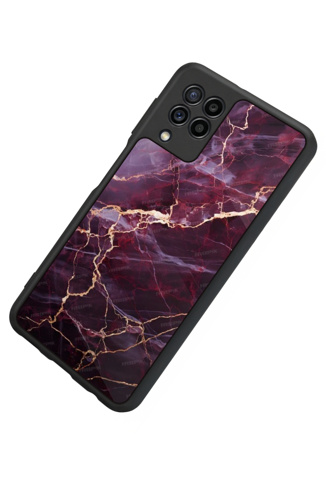 Samsung Galaxy M22 Uyumlu Mermer Marble Tasarımlı Glossy Premium Kılıf