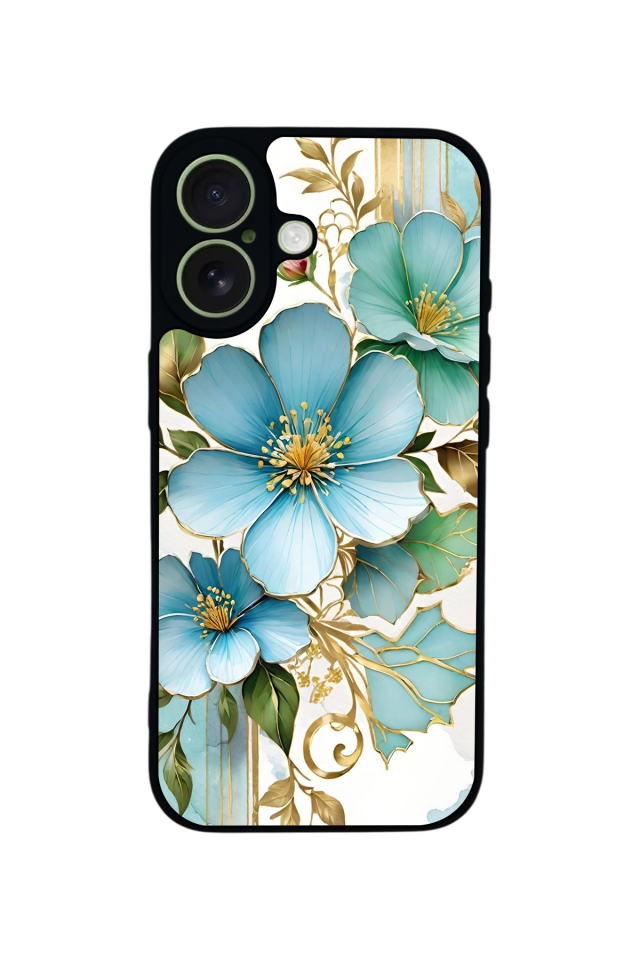 iPhone 17 Uyumlu Yaldizli Cicek Tasarımlı Glossy Premium Kılıf