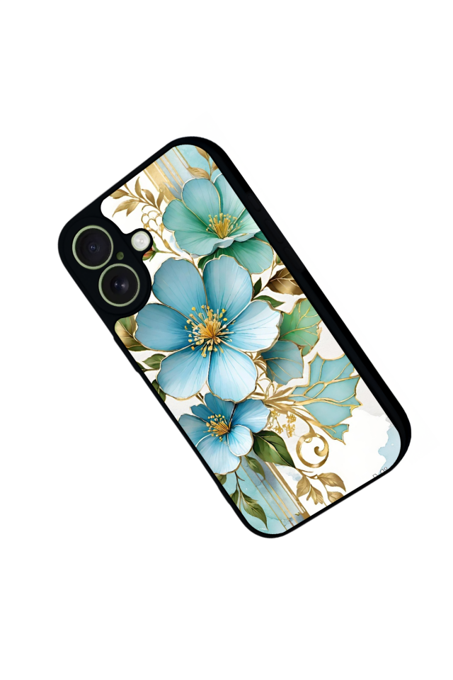 iPhone 17 Uyumlu Yaldizli Cicek Tasarımlı Glossy Premium Kılıf