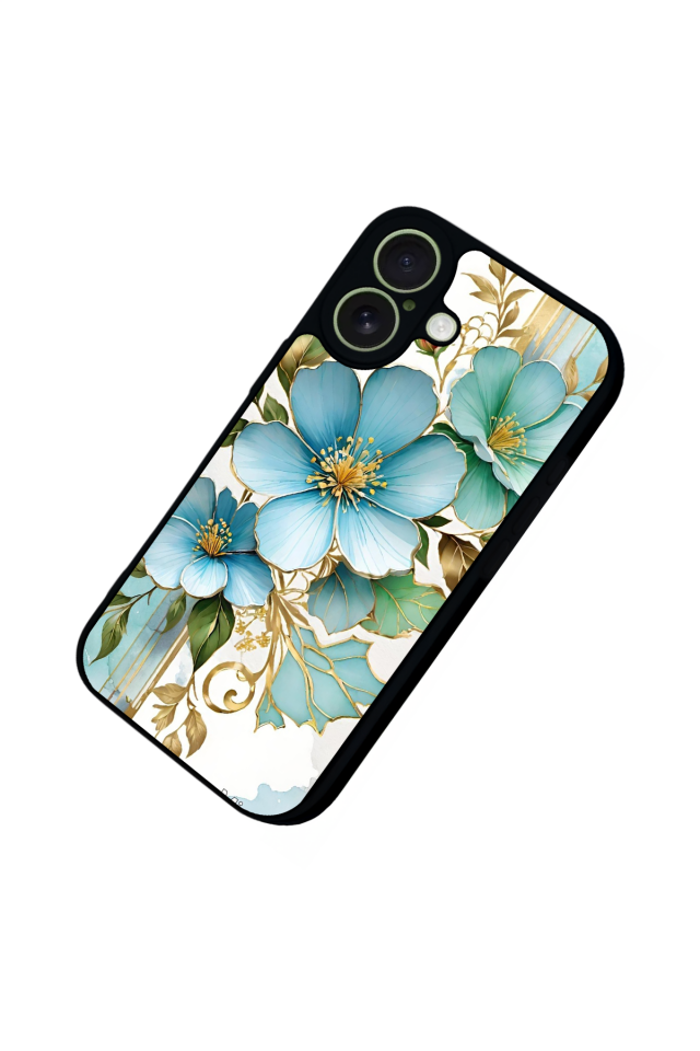 iPhone 17 Uyumlu Yaldizli Cicek Tasarımlı Glossy Premium Kılıf