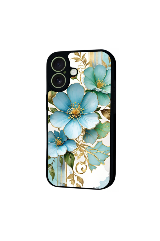 iPhone 17 Uyumlu Yaldizli Cicek Tasarımlı Glossy Premium Kılıf
