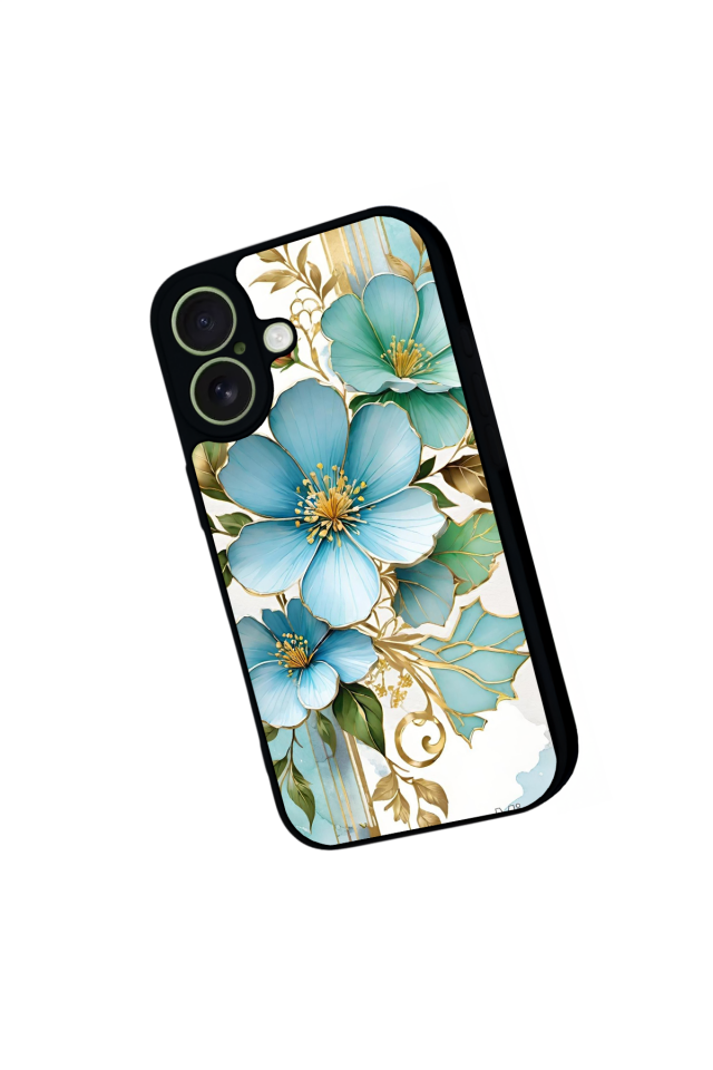 iPhone 17 Uyumlu Yaldizli Cicek Tasarımlı Glossy Premium Kılıf