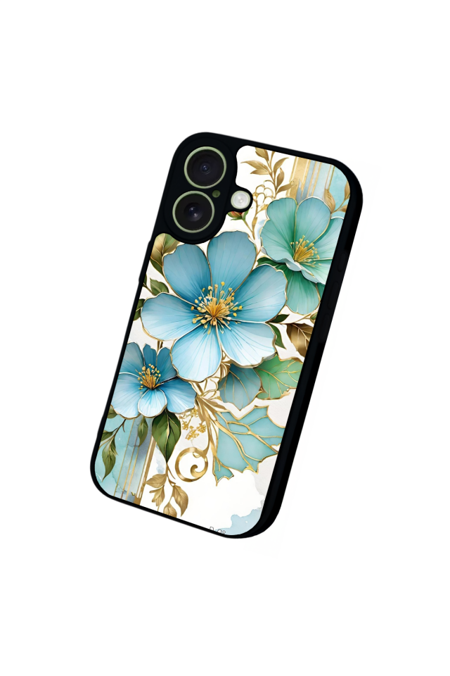 iPhone 17 Uyumlu Yaldizli Cicek Tasarımlı Glossy Premium Kılıf