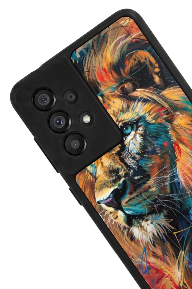 Samsung Galaxy A73 Uyumlu Aslan Tasarımlı Glossy Premium Kılıf
