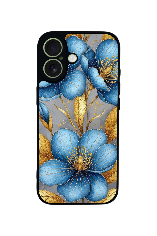 iPhone 17 Uyumlu Yaldizli Cicek Tasarımlı Glossy Premium Kılıf