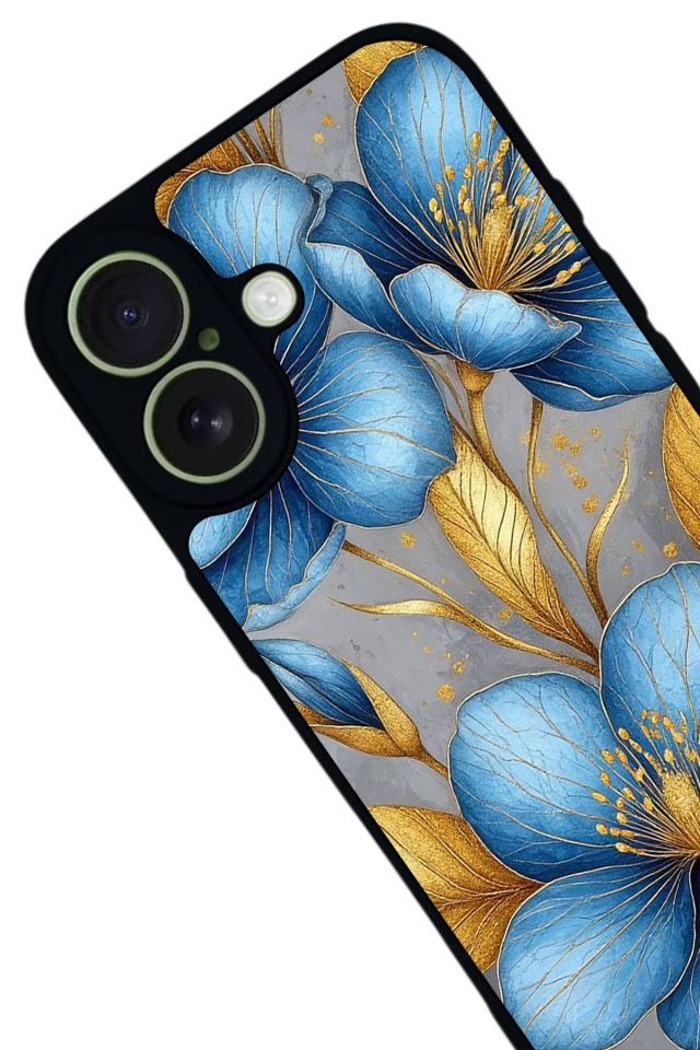 iPhone 17 Uyumlu Yaldizli Cicek Tasarımlı Glossy Premium Kılıf