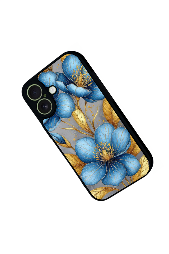 iPhone 17 Uyumlu Yaldizli Cicek Tasarımlı Glossy Premium Kılıf