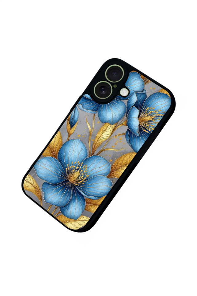 iPhone 17 Uyumlu Yaldizli Cicek Tasarımlı Glossy Premium Kılıf