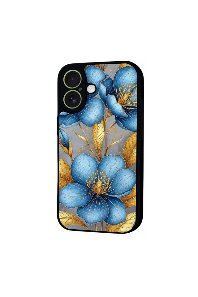 iPhone 17 Uyumlu Yaldizli Cicek Tasarımlı Glossy Premium Kılıf