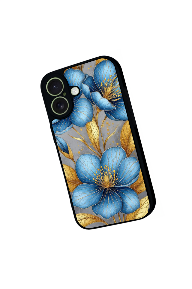 iPhone 17 Uyumlu Yaldizli Cicek Tasarımlı Glossy Premium Kılıf