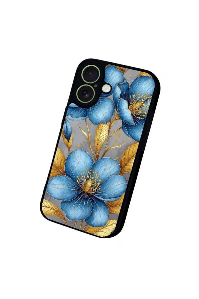 iPhone 17 Uyumlu Yaldizli Cicek Tasarımlı Glossy Premium Kılıf