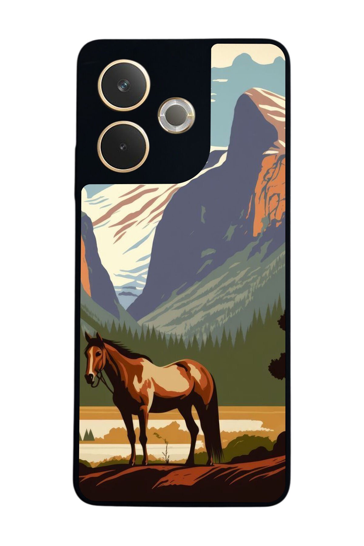 Oppo A5 Pro Uyumlu At Horse Tasarımlı Glossy Premium Kılıf