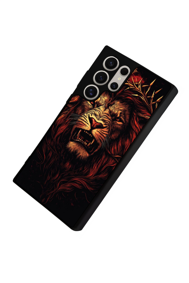 Samsung Galaxy S22 Ultra Uyumlu Aslan Tasarımlı Glossy Premium Kılıf