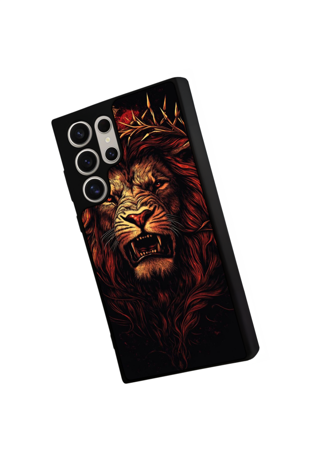 Samsung Galaxy S22 Ultra Uyumlu Aslan Tasarımlı Glossy Premium Kılıf