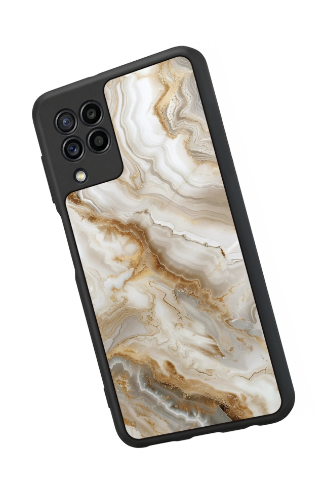 Samsung Galaxy M22 Uyumlu Mermer Marble Tasarımlı Glossy Premium Kılıf