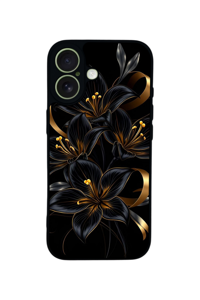 iPhone 17 Uyumlu Yaldizli Cicek Tasarımlı Glossy Premium Kılıf