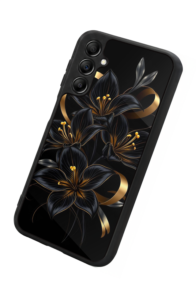 Samsung Galaxy A14 Uyumlu Yaldizli Cicek Tasarımlı Glossy Premium Kılıf