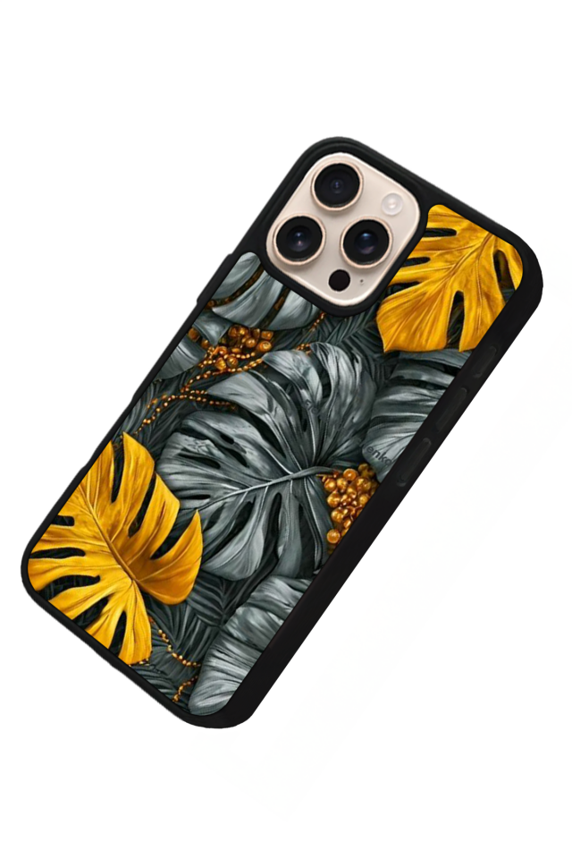 iPhone 15 Pro Uyumlu Botanik Tasarımlı Glossy Premium Kılıf