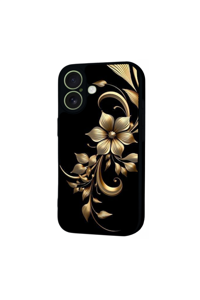iPhone 17 Uyumlu Yaldizli Cicek Tasarımlı Glossy Premium Kılıf