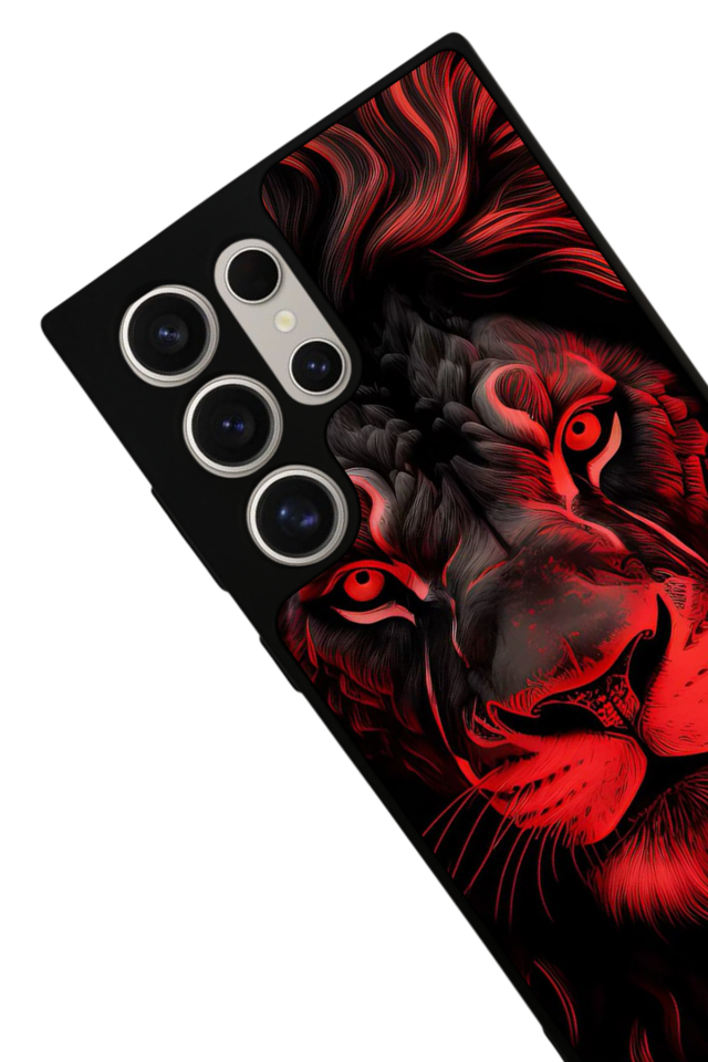 Samsung Galaxy S22 Ultra Uyumlu Aslan Tasarımlı Glossy Premium Kılıf