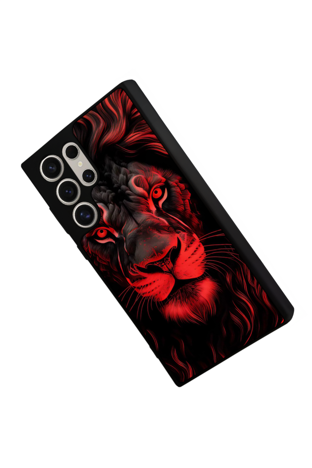 Samsung Galaxy S22 Ultra Uyumlu Aslan Tasarımlı Glossy Premium Kılıf