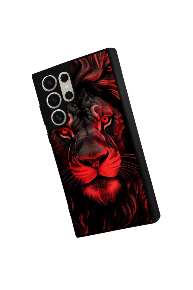 Samsung Galaxy S22 Ultra Uyumlu Aslan Tasarımlı Glossy Premium Kılıf