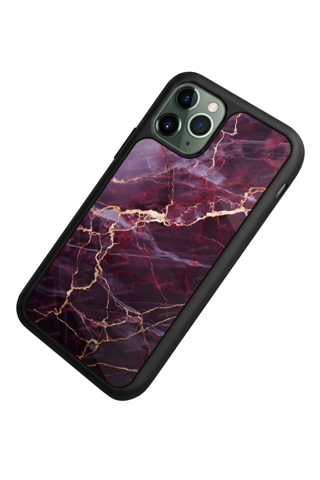 iPhone 11 Pro Uyumlu Mermer Marble Tasarımlı Glossy Premium Kılıf