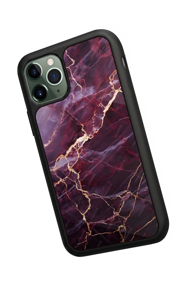 iPhone 11 Pro Uyumlu Mermer Marble Tasarımlı Glossy Premium Kılıf