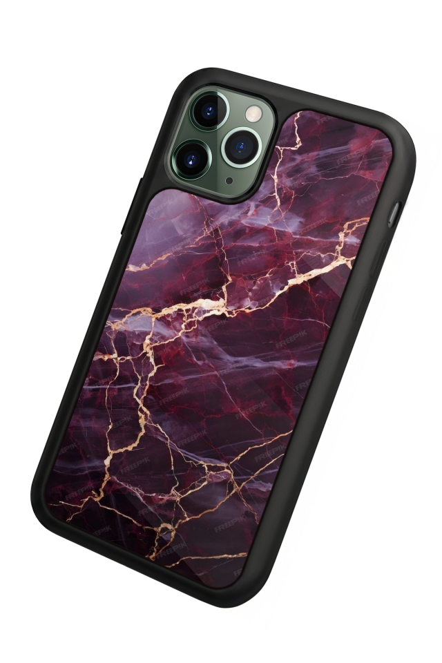 iPhone 11 Pro Uyumlu Mermer Marble Tasarımlı Glossy Premium Kılıf