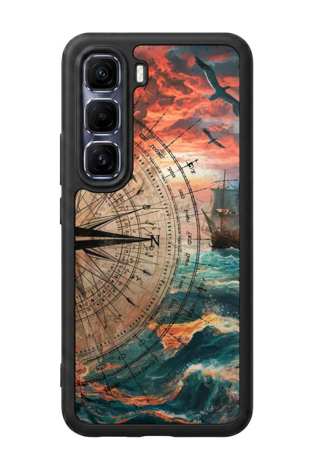 Infinix Hot 60 Pro Plus Uyumlu Pusula Tasarımlı Glossy Premium Kılıf