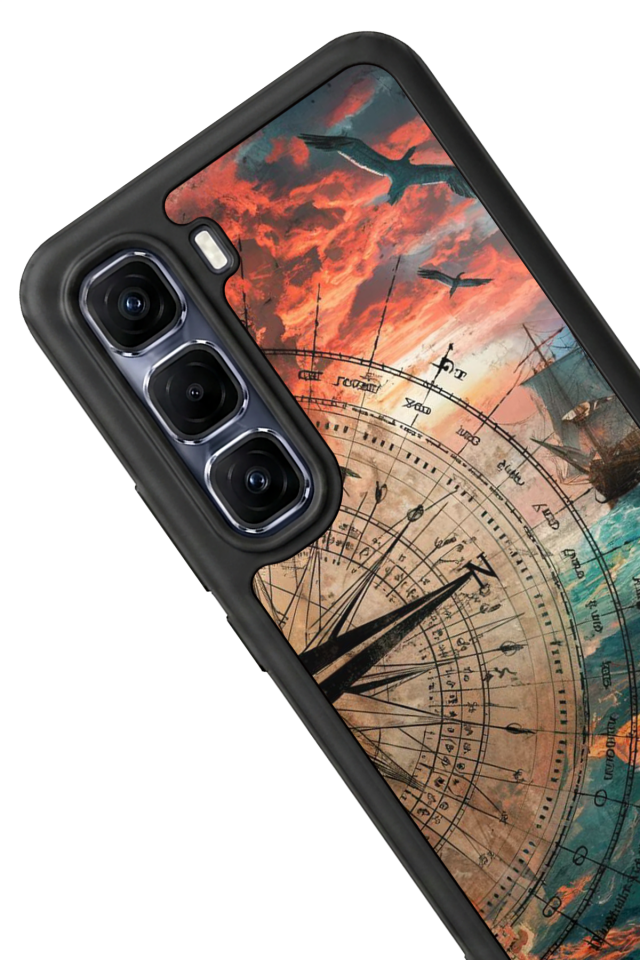 Infinix Hot 60 Pro Plus Uyumlu Pusula Tasarımlı Glossy Premium Kılıf