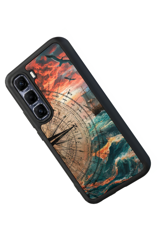 Infinix Hot 60 Pro Plus Uyumlu Pusula Tasarımlı Glossy Premium Kılıf