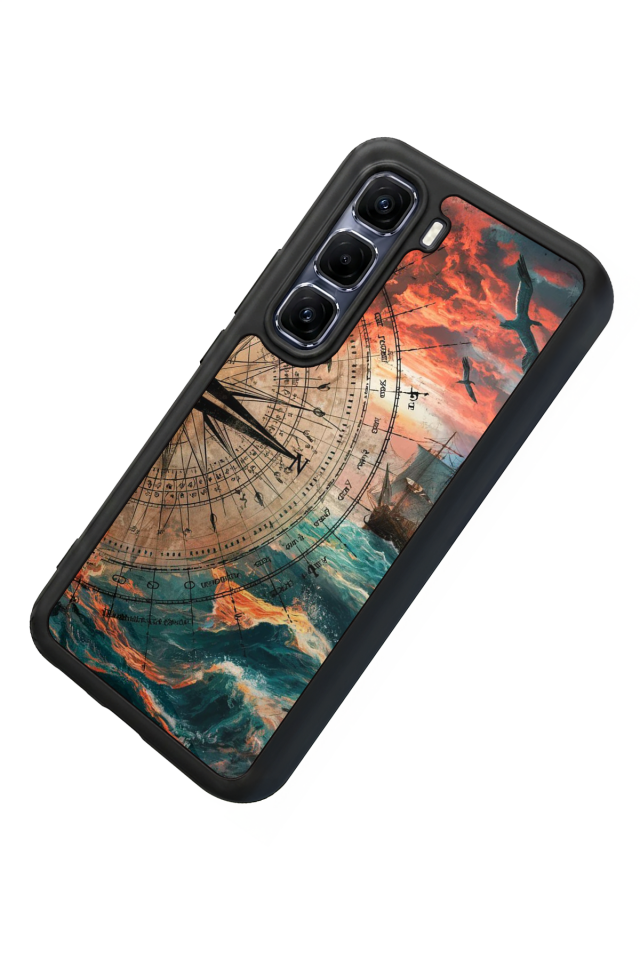 Infinix Hot 60 Pro Plus Uyumlu Pusula Tasarımlı Glossy Premium Kılıf