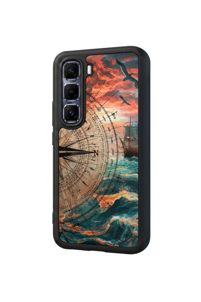 Infinix Hot 60 Pro Plus Uyumlu Pusula Tasarımlı Glossy Premium Kılıf