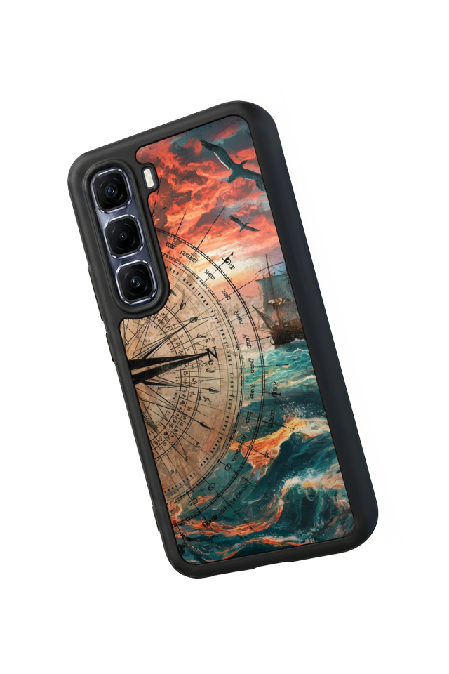 Infinix Hot 60 Pro Plus Uyumlu Pusula Tasarımlı Glossy Premium Kılıf