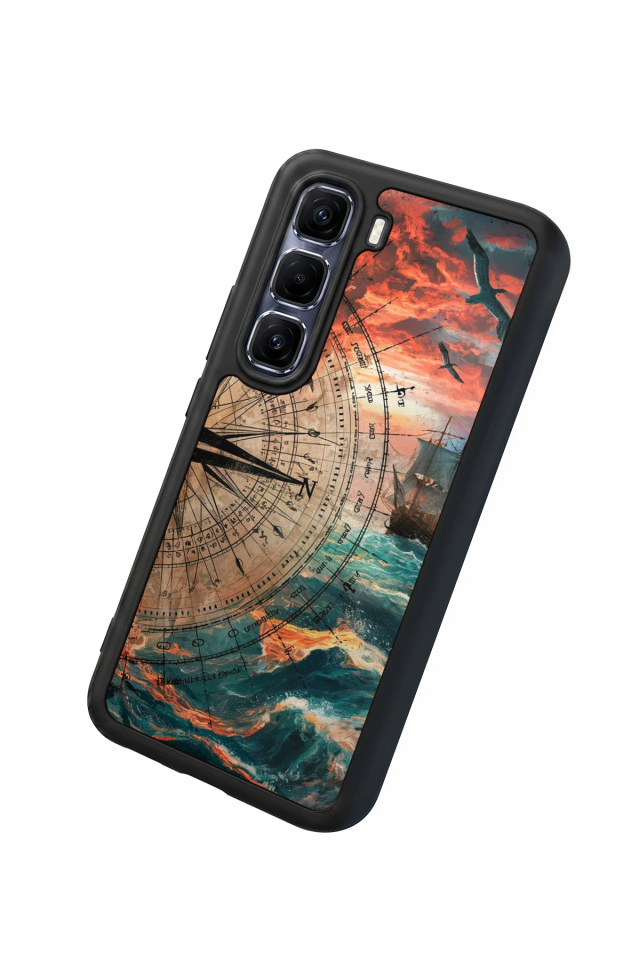 Infinix Hot 60 Pro Plus Uyumlu Pusula Tasarımlı Glossy Premium Kılıf