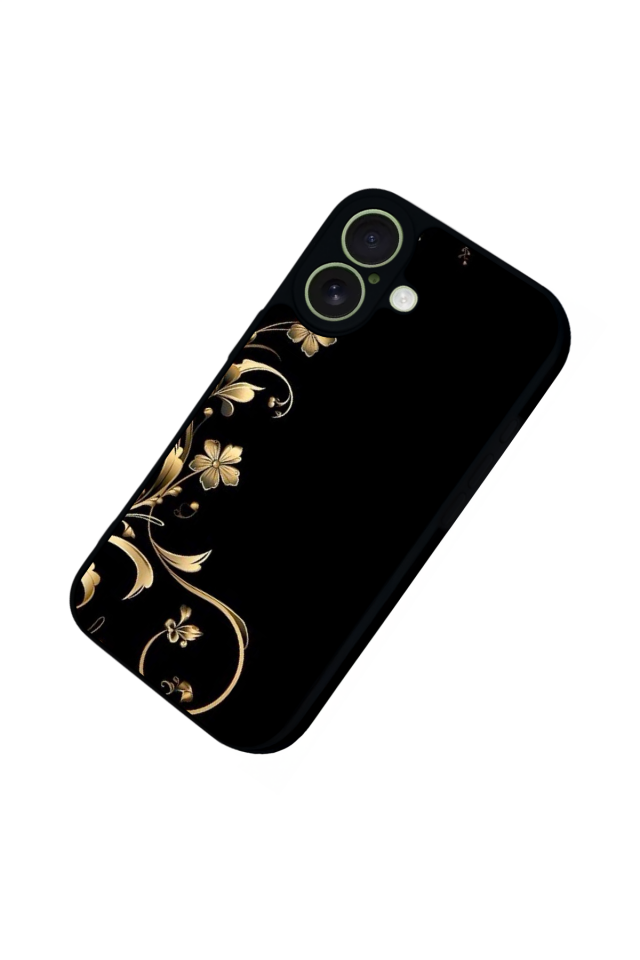 iPhone 17 Uyumlu Yaldizli Cicek Tasarımlı Glossy Premium Kılıf