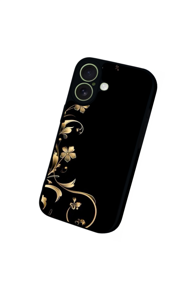 iPhone 17 Uyumlu Yaldizli Cicek Tasarımlı Glossy Premium Kılıf