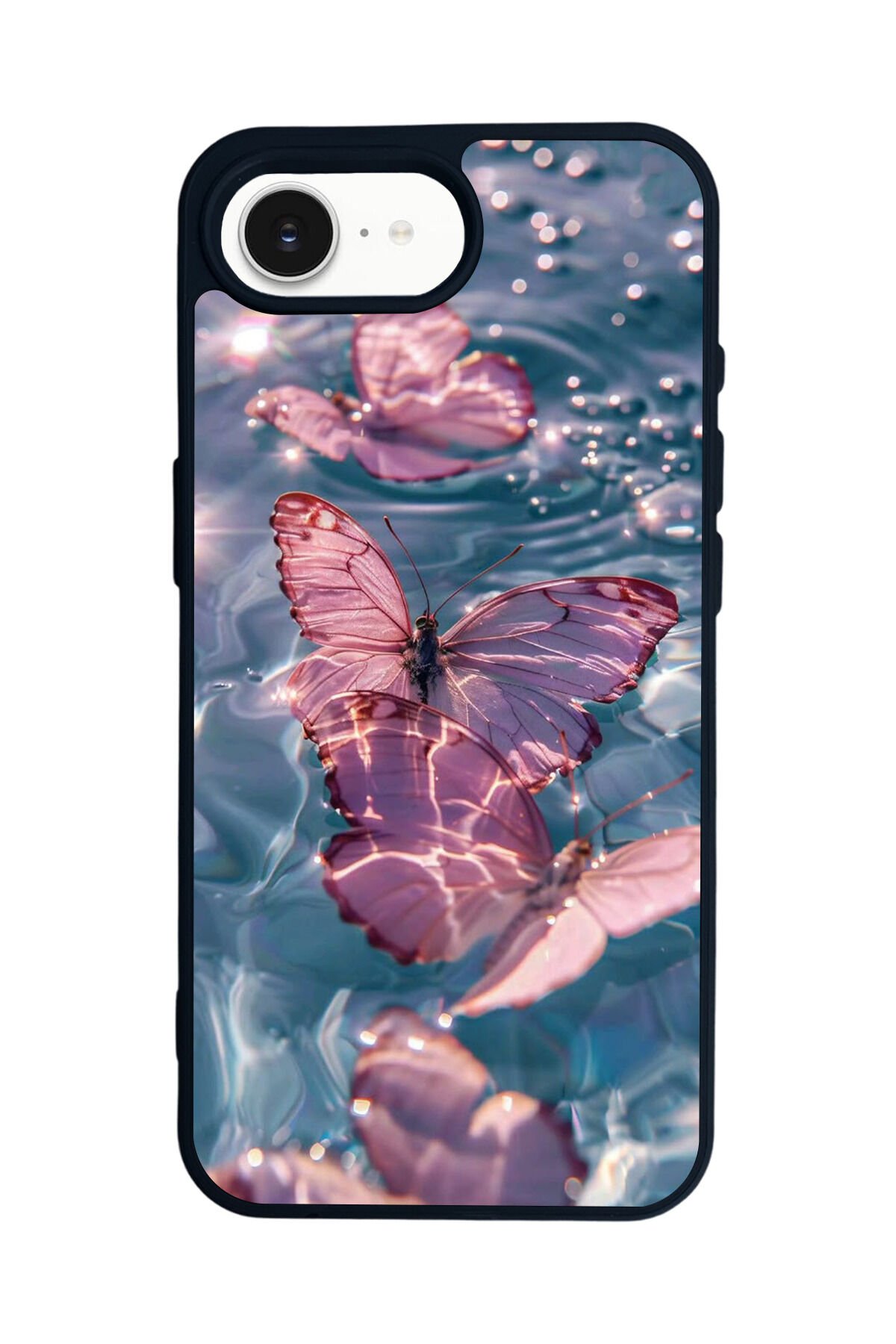 iPhone 16E Uyumlu Kelebek Tasarımlı Glossy Premium Kılıf