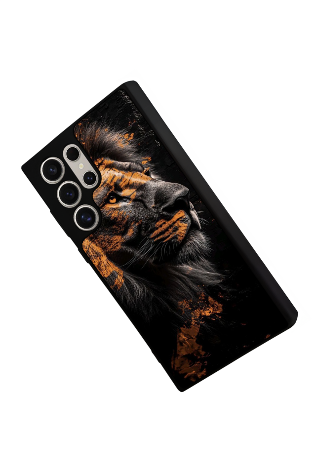 Samsung Galaxy S22 Ultra Uyumlu Aslan Tasarımlı Glossy Premium Kılıf