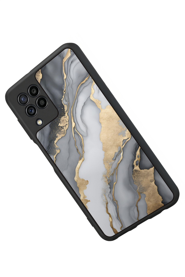Samsung Galaxy M22 Uyumlu Mermer Marble Tasarımlı Glossy Premium Kılıf