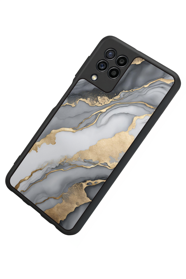 Samsung Galaxy M22 Uyumlu Mermer Marble Tasarımlı Glossy Premium Kılıf