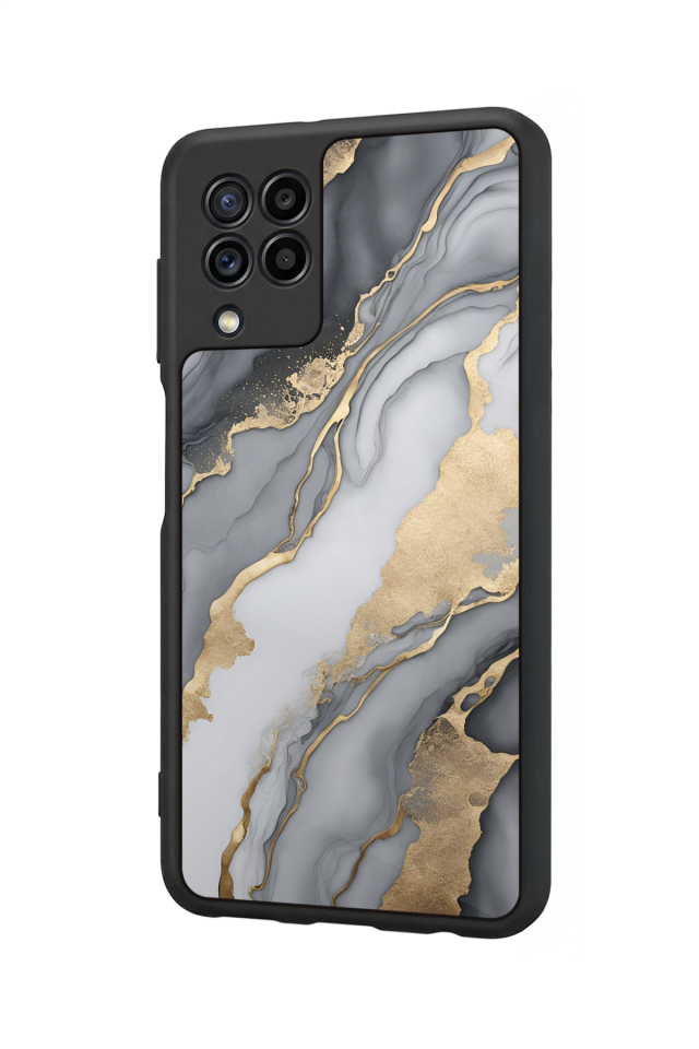 Samsung Galaxy M22 Uyumlu Mermer Marble Tasarımlı Glossy Premium Kılıf