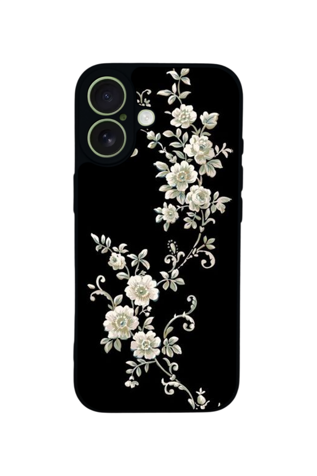 iPhone 17 Uyumlu Yaldizli Cicek Tasarımlı Glossy Premium Kılıf