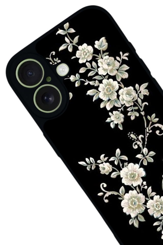 iPhone 17 Uyumlu Yaldizli Cicek Tasarımlı Glossy Premium Kılıf