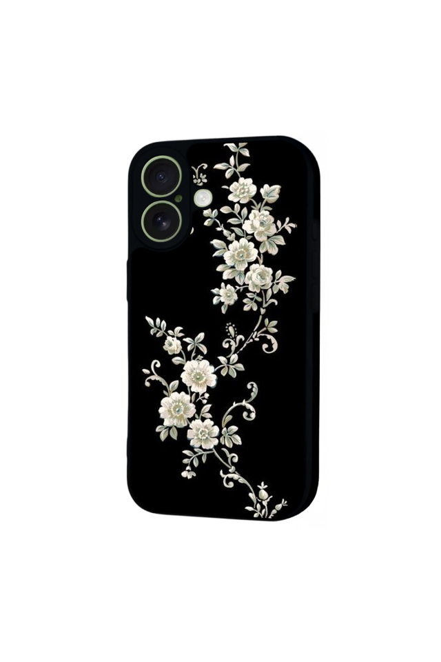 iPhone 17 Uyumlu Yaldizli Cicek Tasarımlı Glossy Premium Kılıf