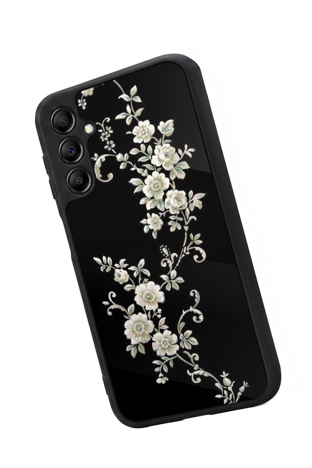 Samsung Galaxy A14 Uyumlu Yaldizli Cicek Tasarımlı Glossy Premium Kılıf