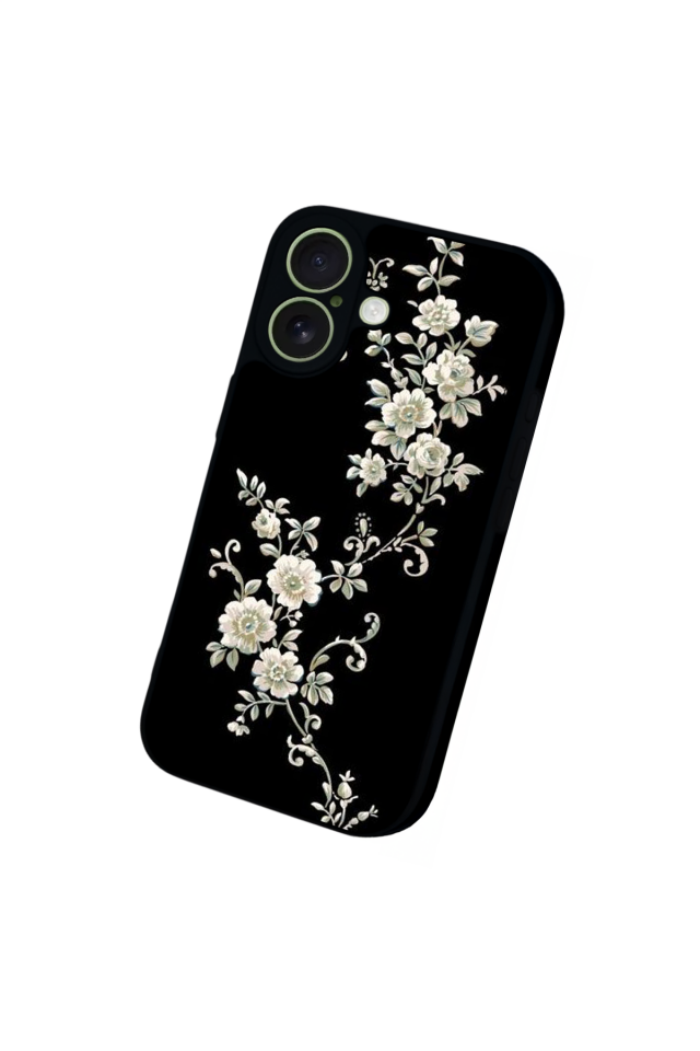 iPhone 17 Uyumlu Yaldizli Cicek Tasarımlı Glossy Premium Kılıf
